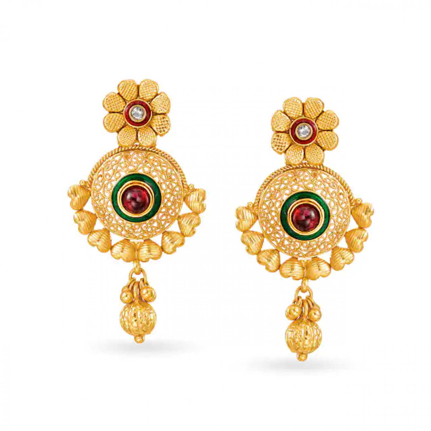 Isha Floral Drop Gold Earrings