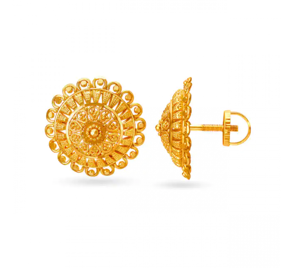 Alluring Gold Floral Studs