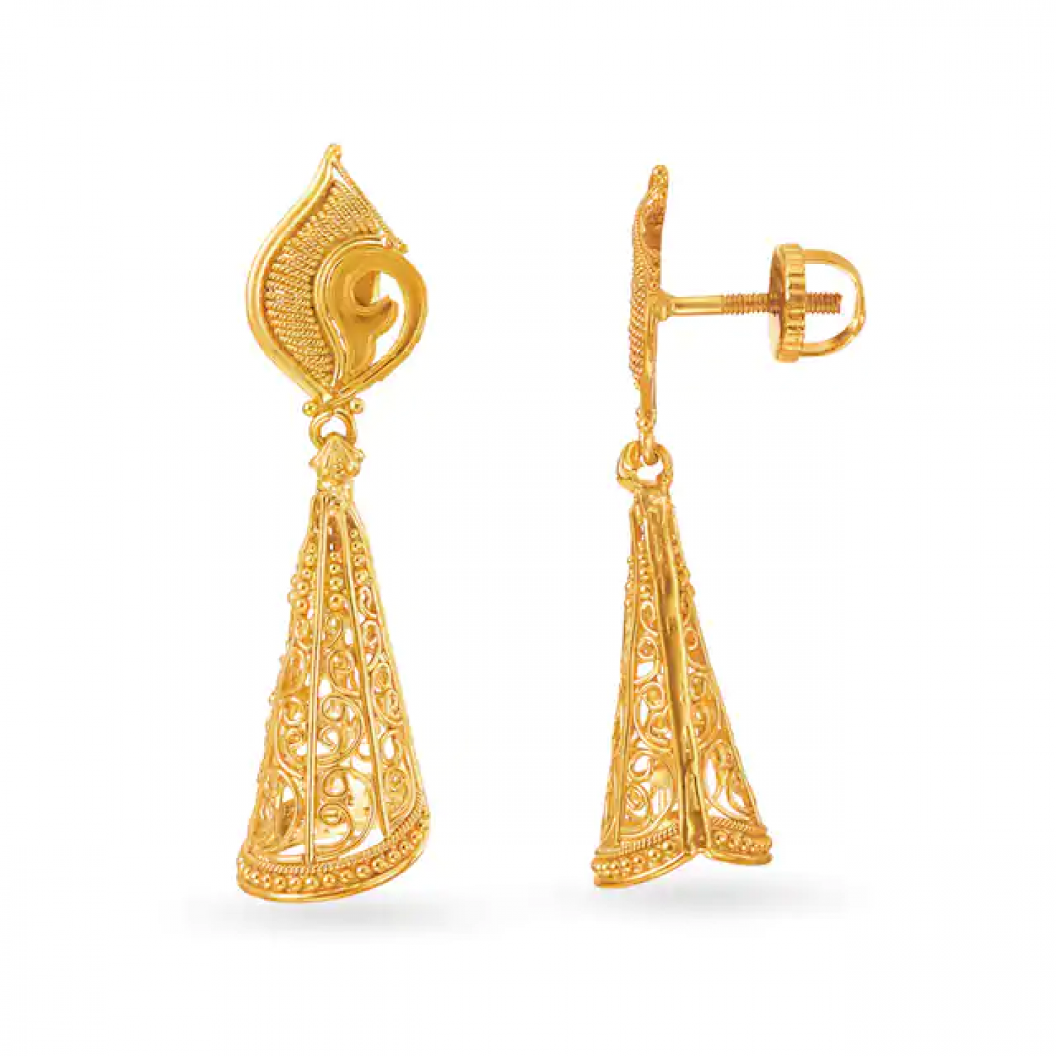 Nia Gold Conch Drop Earrings