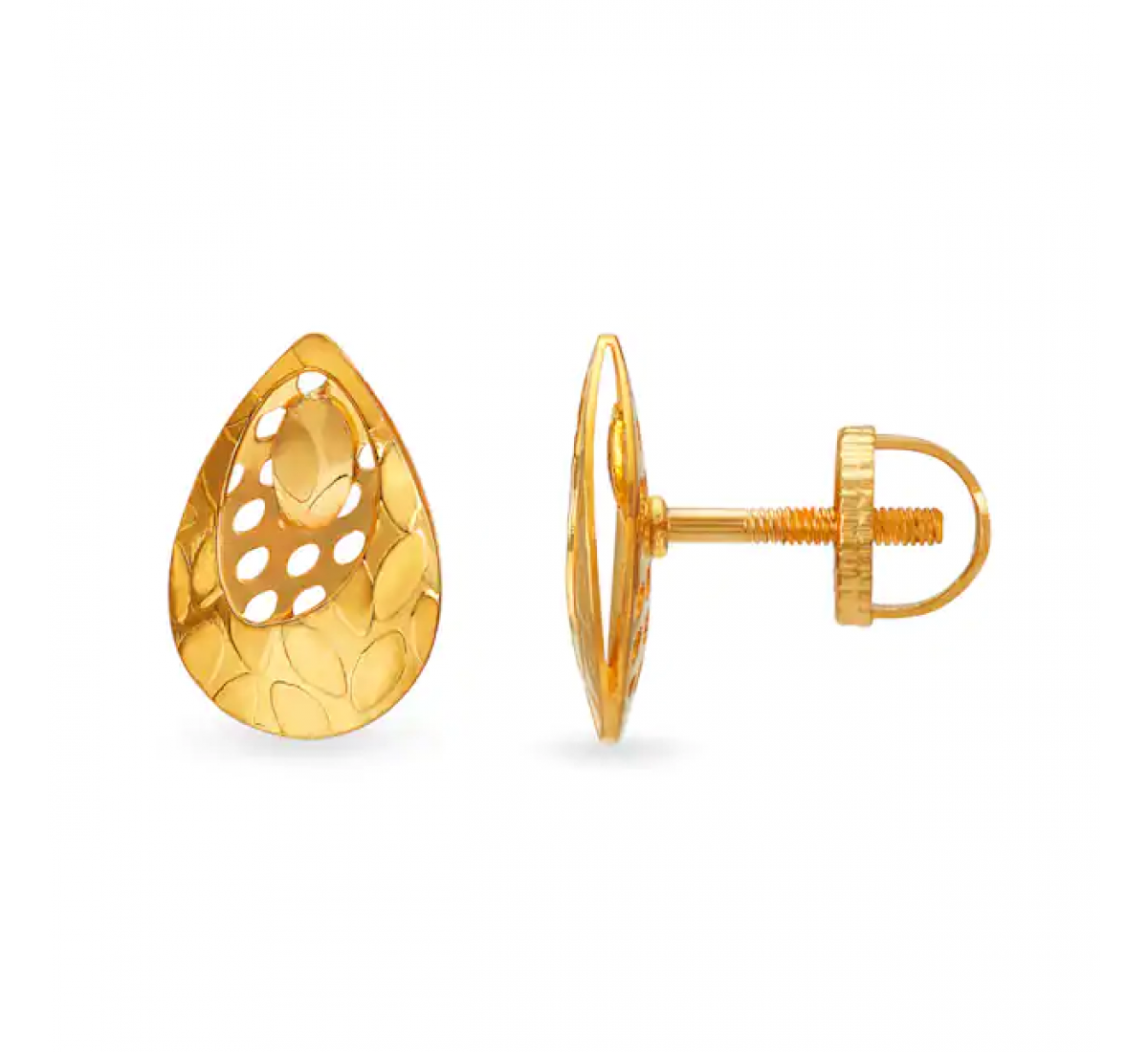 Gold Laser Cut Teardrop Stud