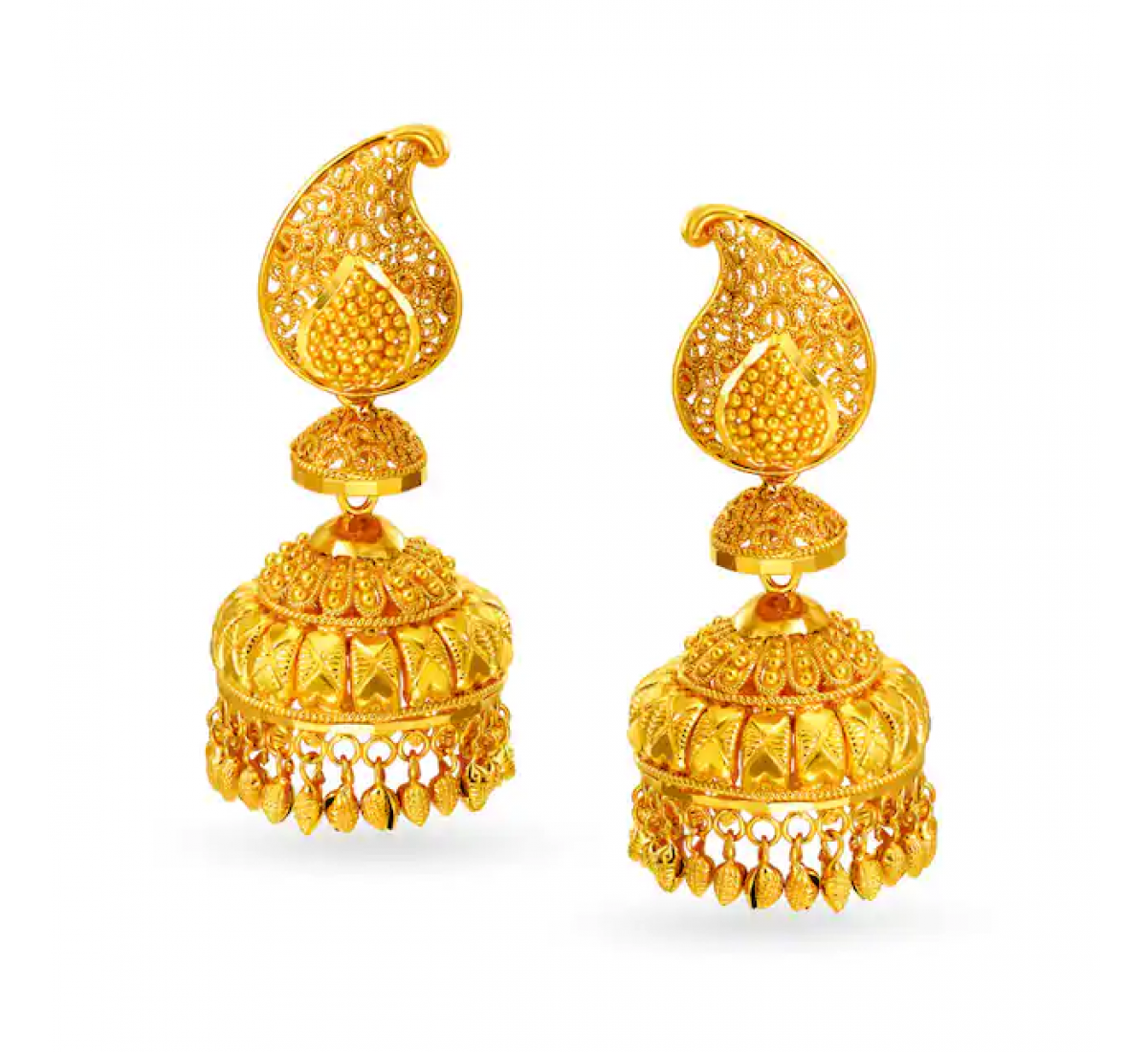 Accentuated fancy Gold Jhumkas