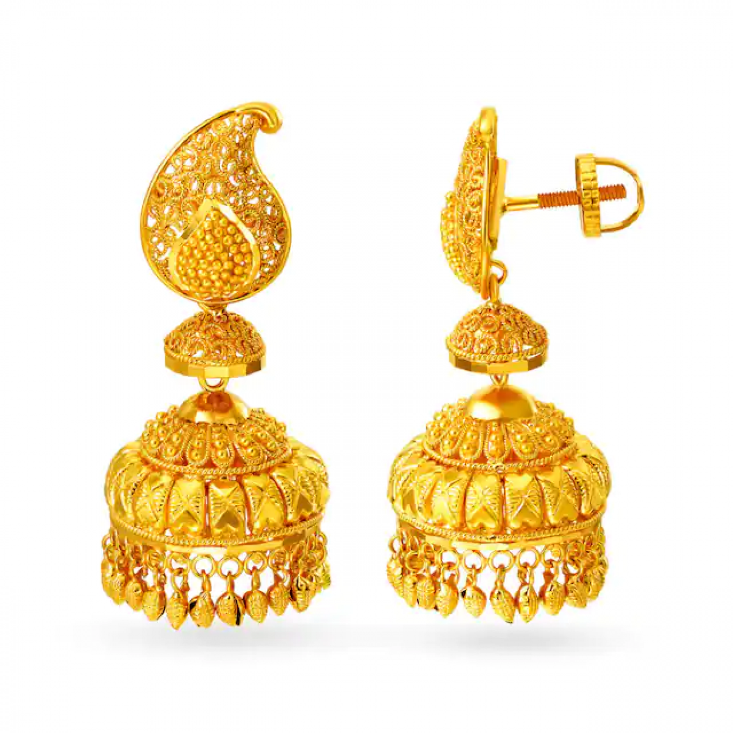 Accentuated fancy Gold Jhumkas
