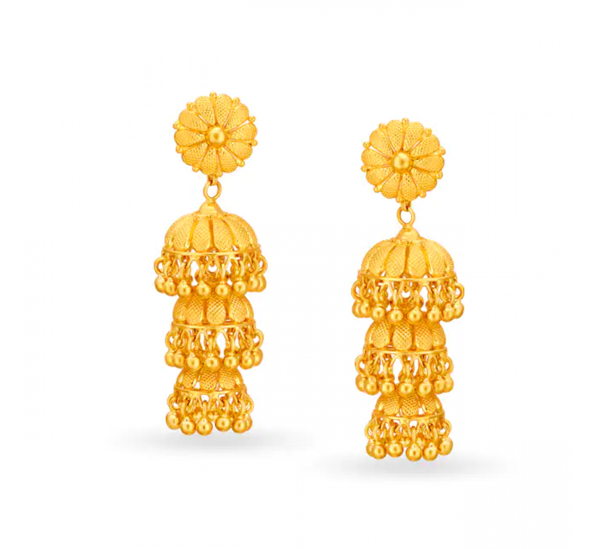 Janvi 3 Layer Gold Jhumkas