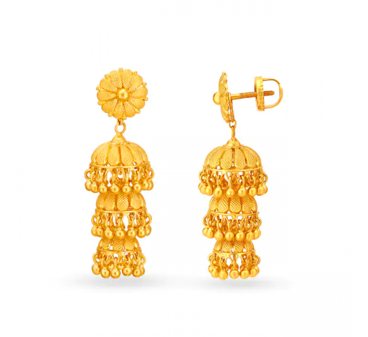 Janvi 3 Layer Gold Jhumkas