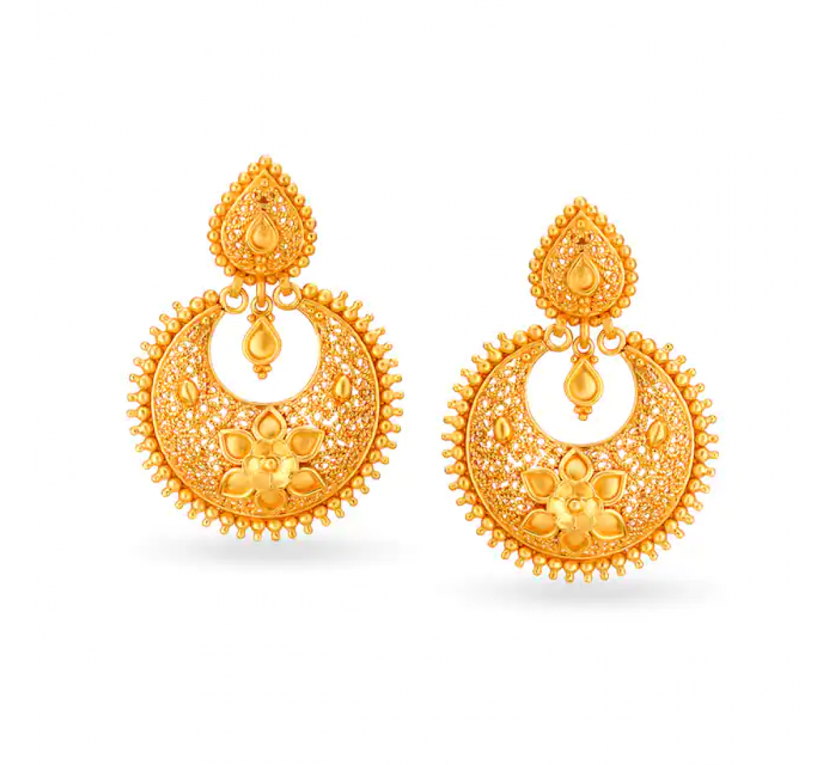 Splendent Gold Beaded Earrings