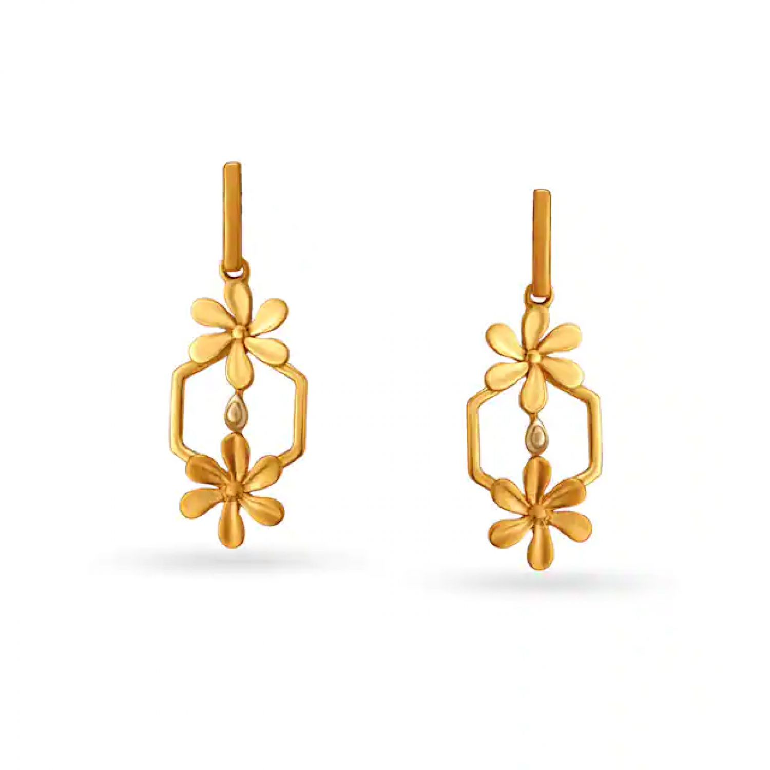 Alluring Floral Gold Earrings