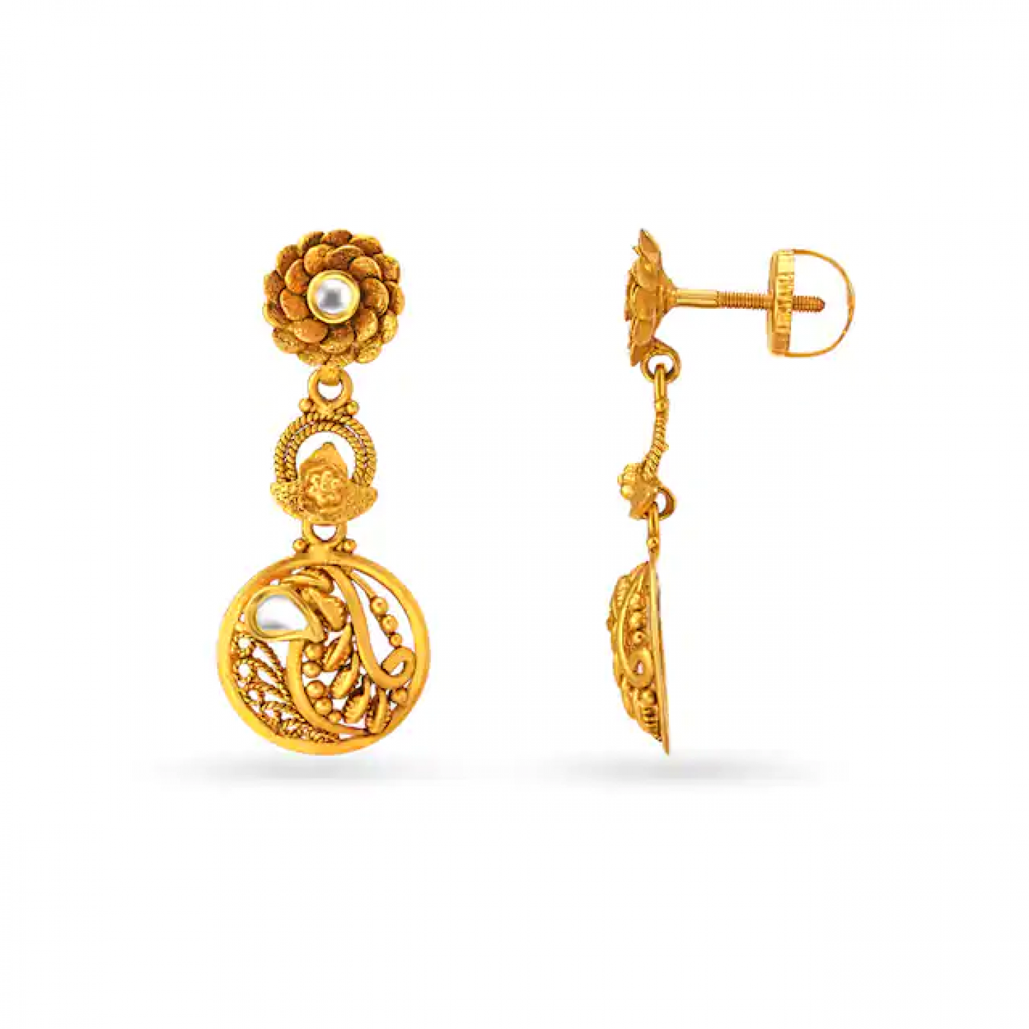 Omna Floral Drop Gold Earrings
