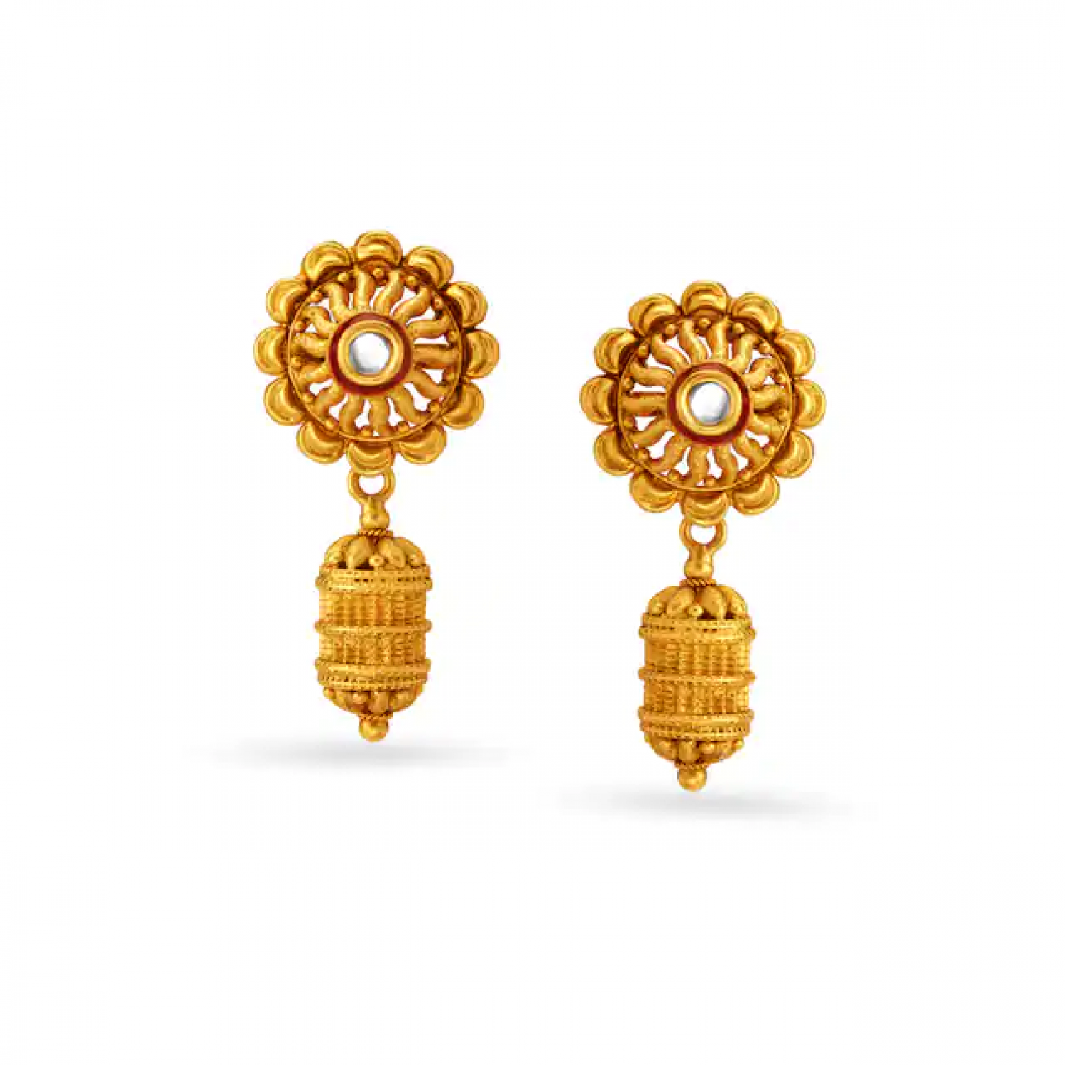 Anvi Floral Drop Gold Earrings