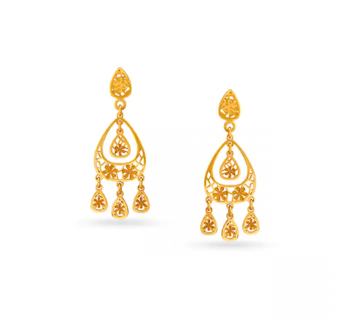 Teardrop Pattern Gold Earrings