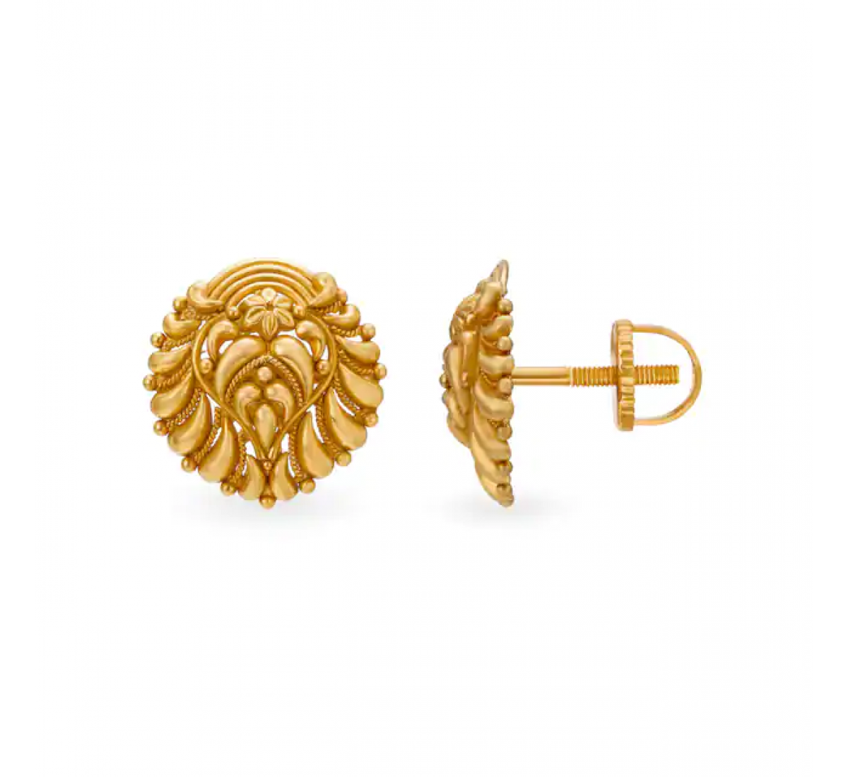 Floral Antique Gold Studs