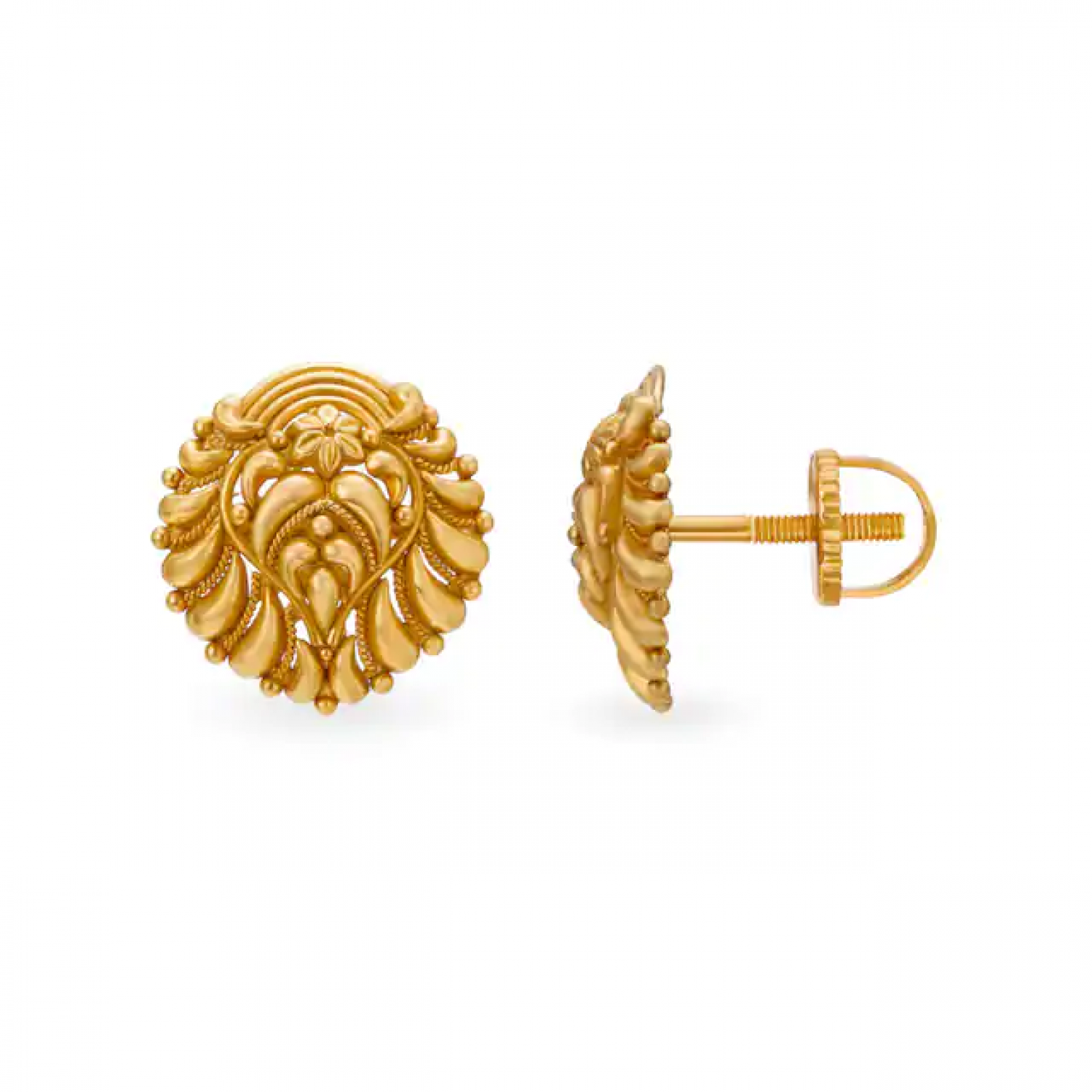 Floral Antique Gold Studs
