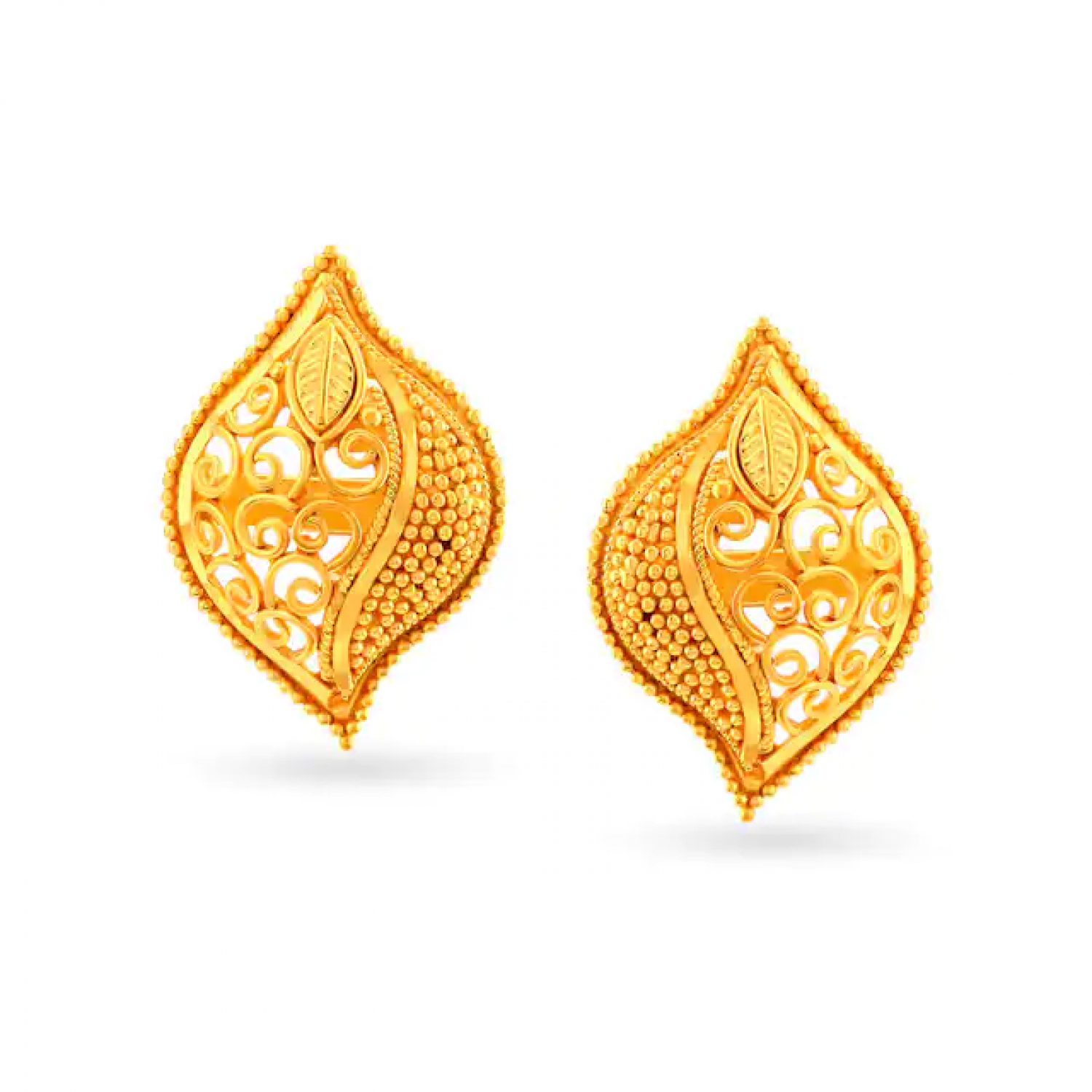 Gold Sleek Marquise Studs