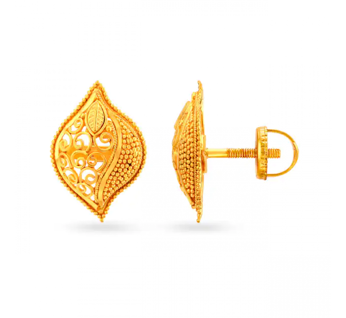 Gold Sleek Marquise Studs