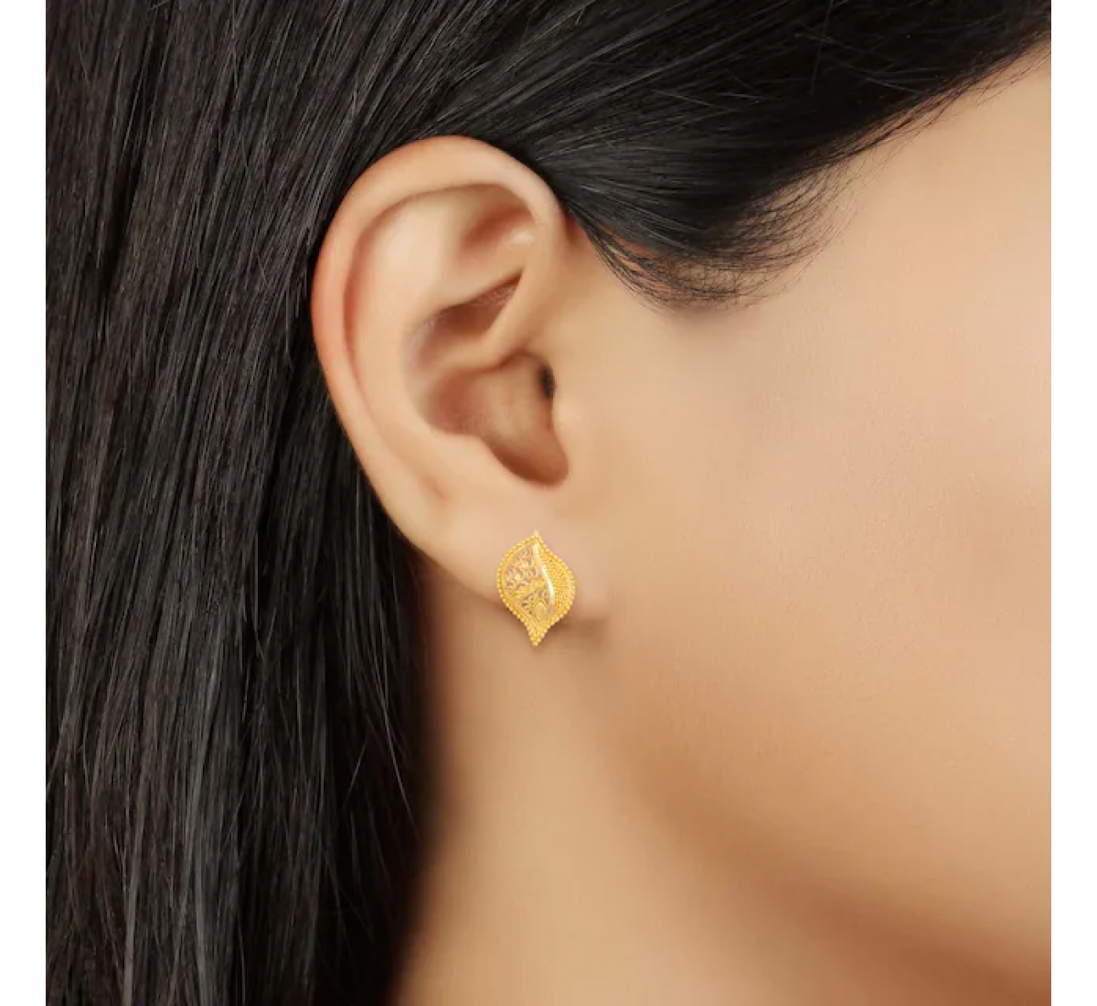 Gold Sleek Marquise Studs