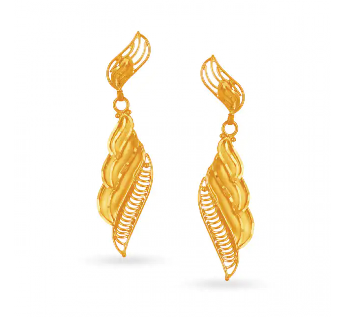 Leafy Drop Gold Earrings