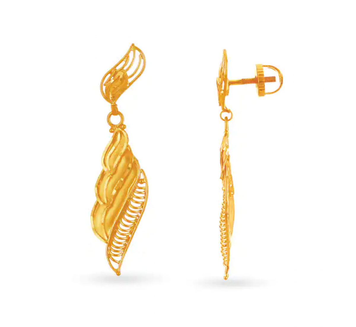 Leafy Drop Gold Earrings