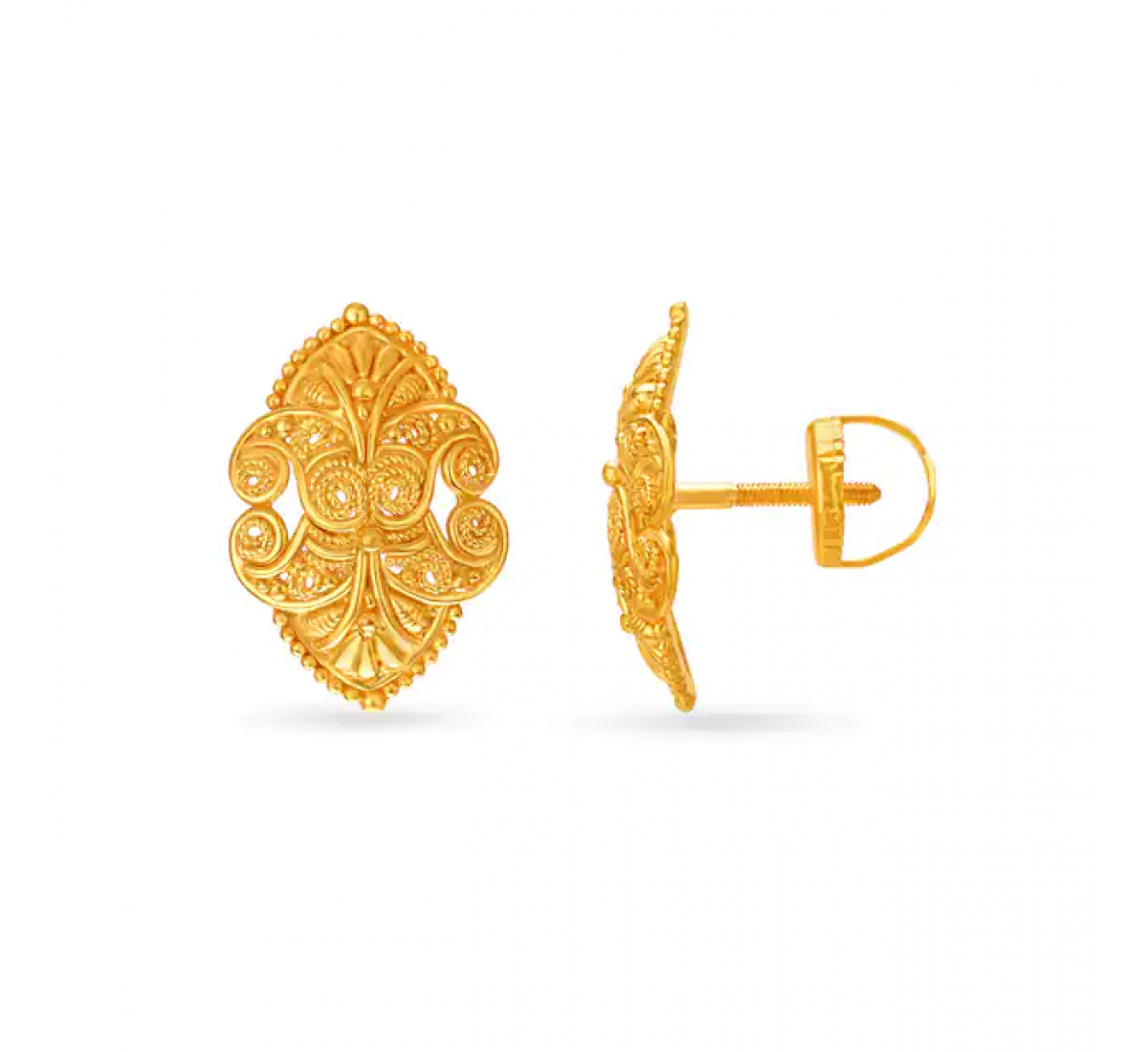 Fancy Sleek Small Gold Stud