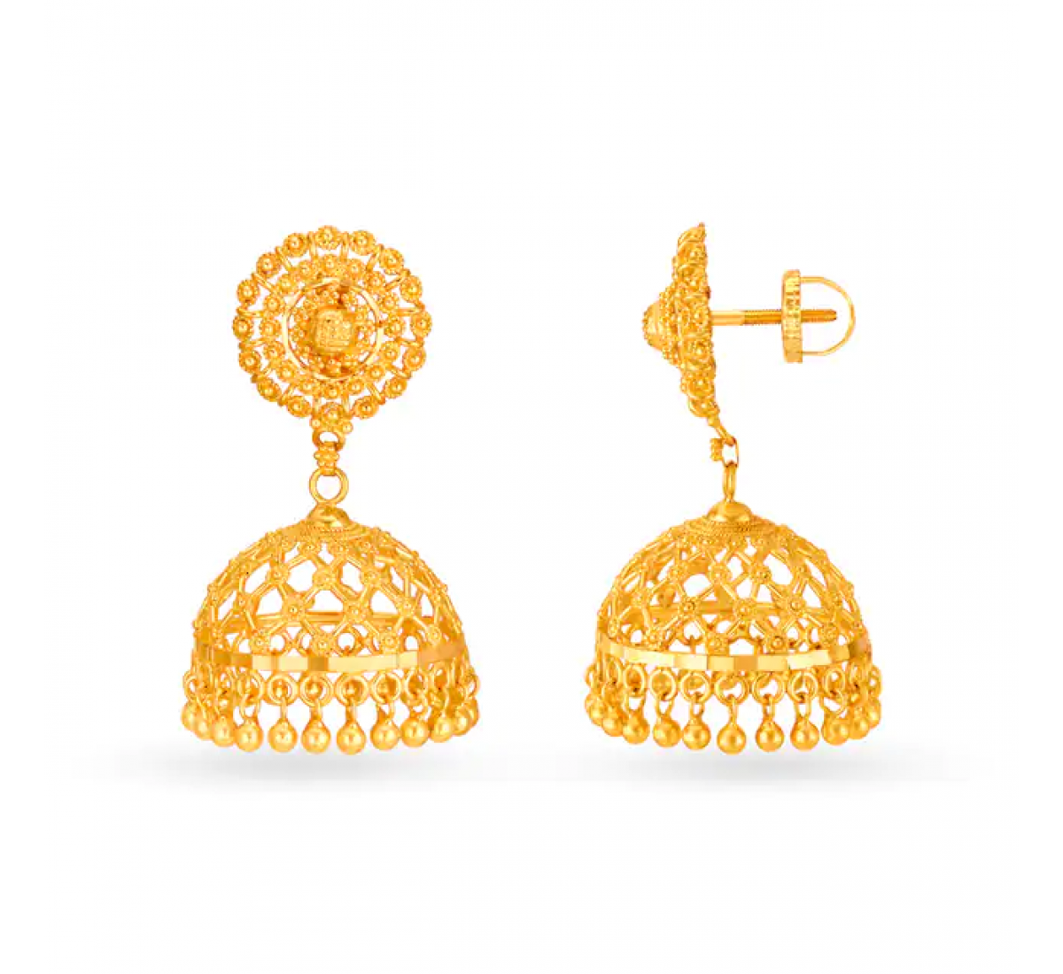 Enchanting Gold Beaded Jhumkas