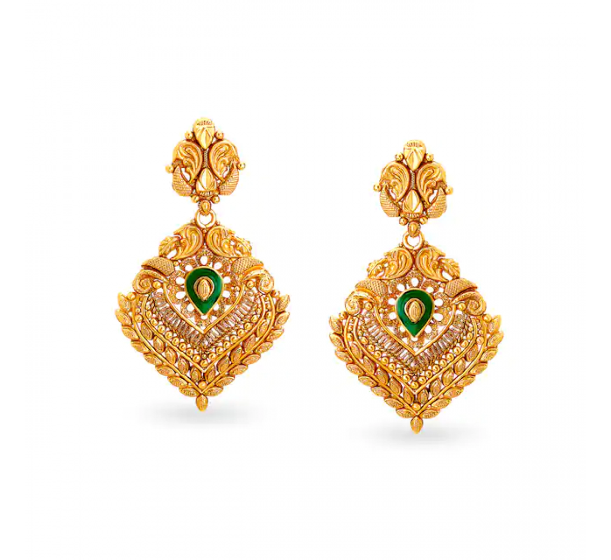 Meenakari Drop Gold Earrings