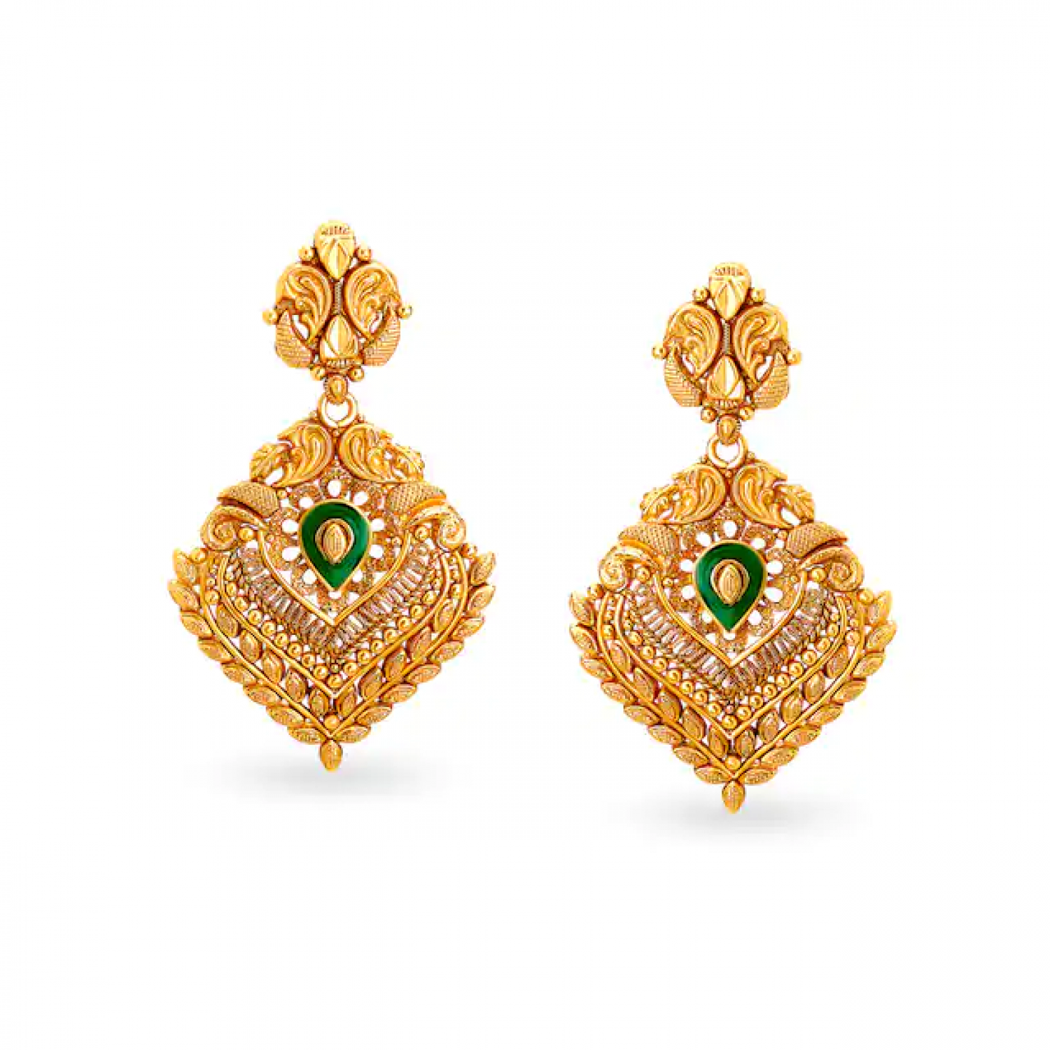 Meenakari Drop Gold Earrings