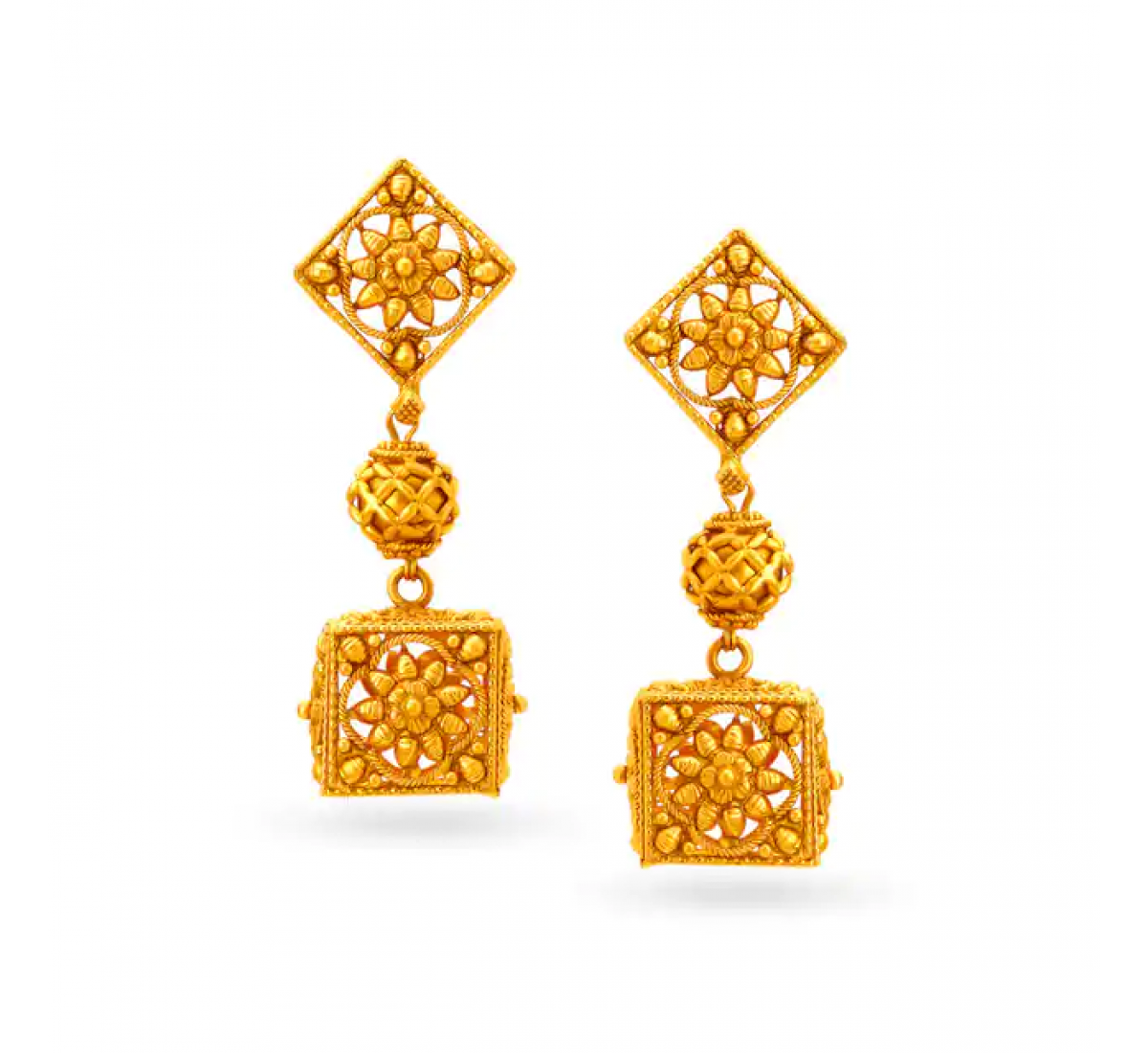 Nakkashi Drop Gold Earrings