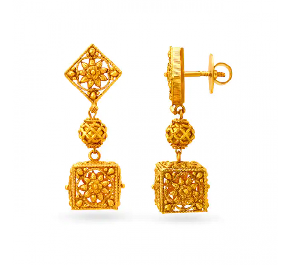 Nakkashi Drop Gold Earrings