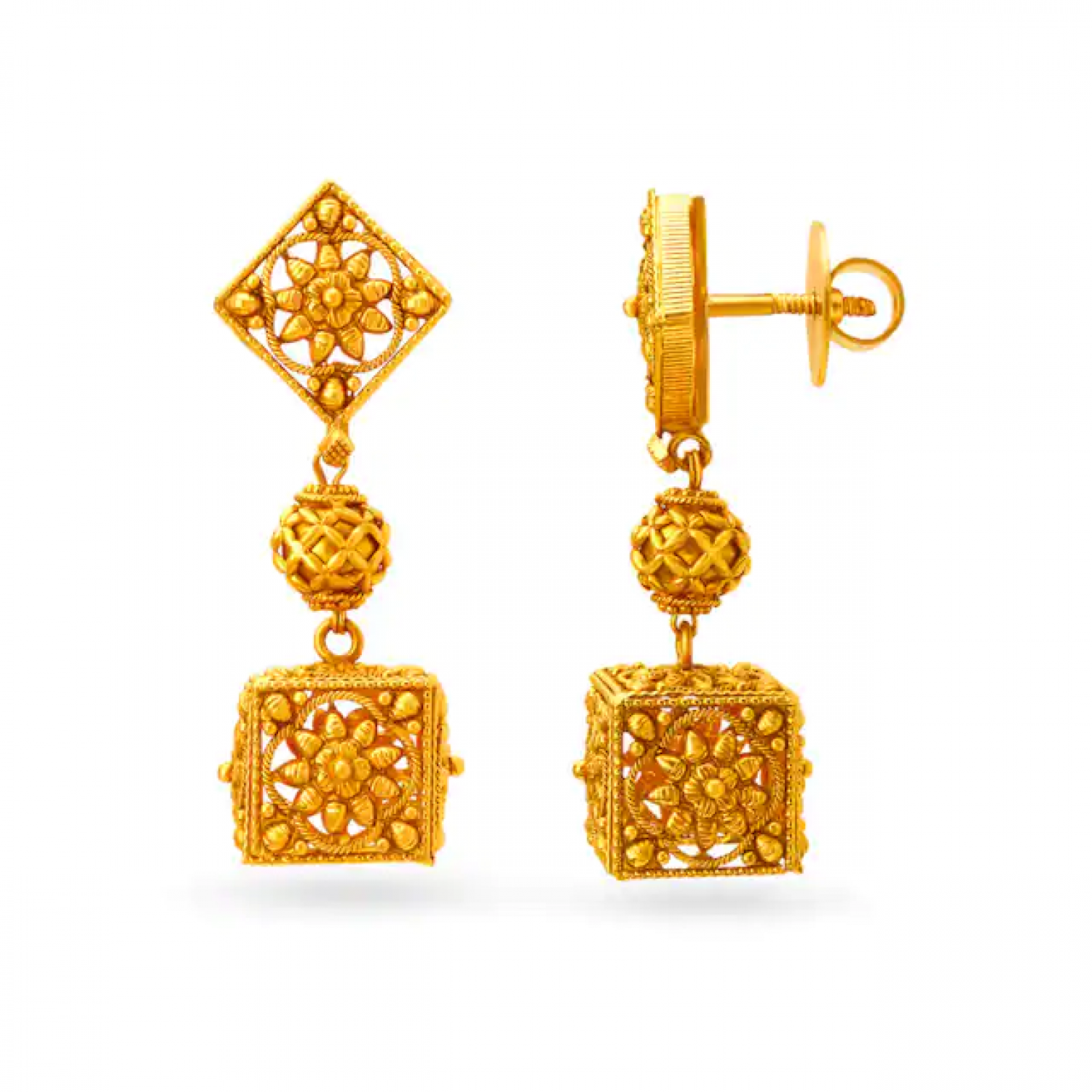 Nakkashi Drop Gold Earrings