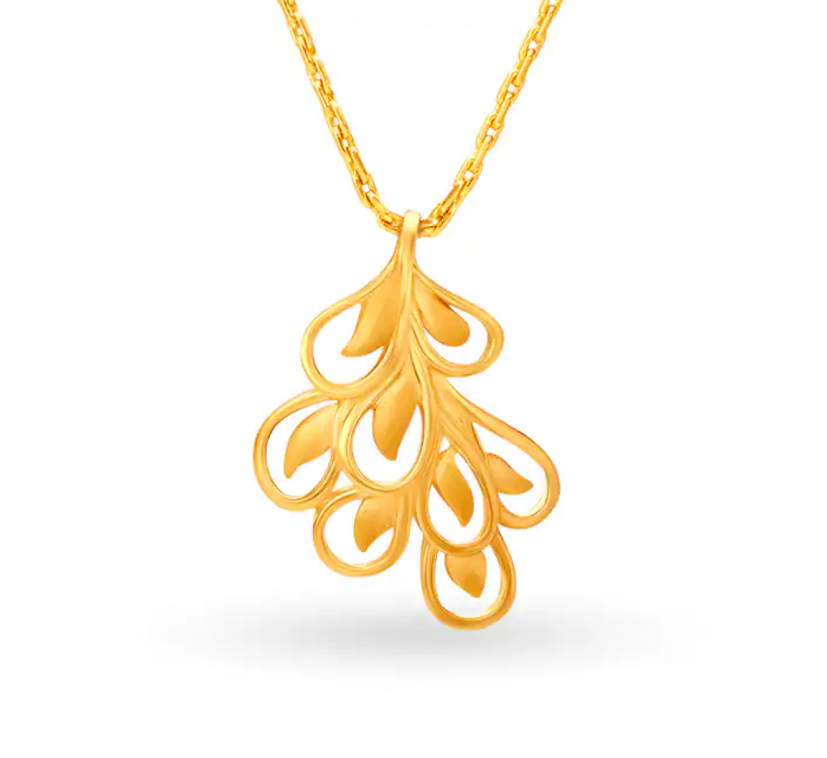 Lambent Gold Feather Pendant