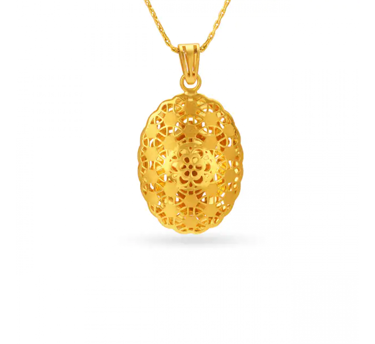 Helen Oval Floral Gold Pendant