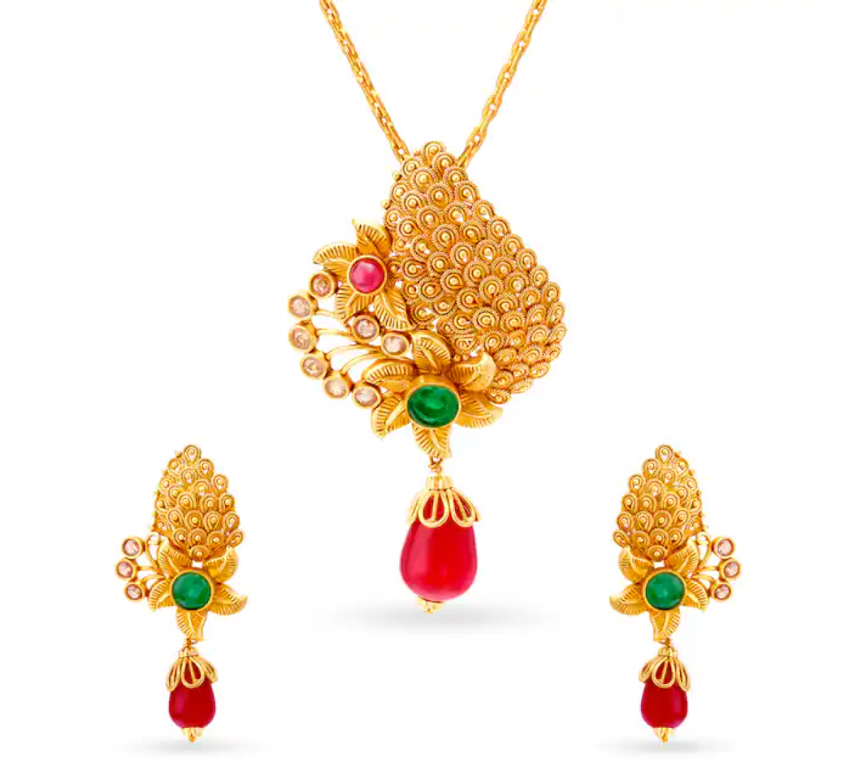 Splendid Mesh Gold Pendant Set