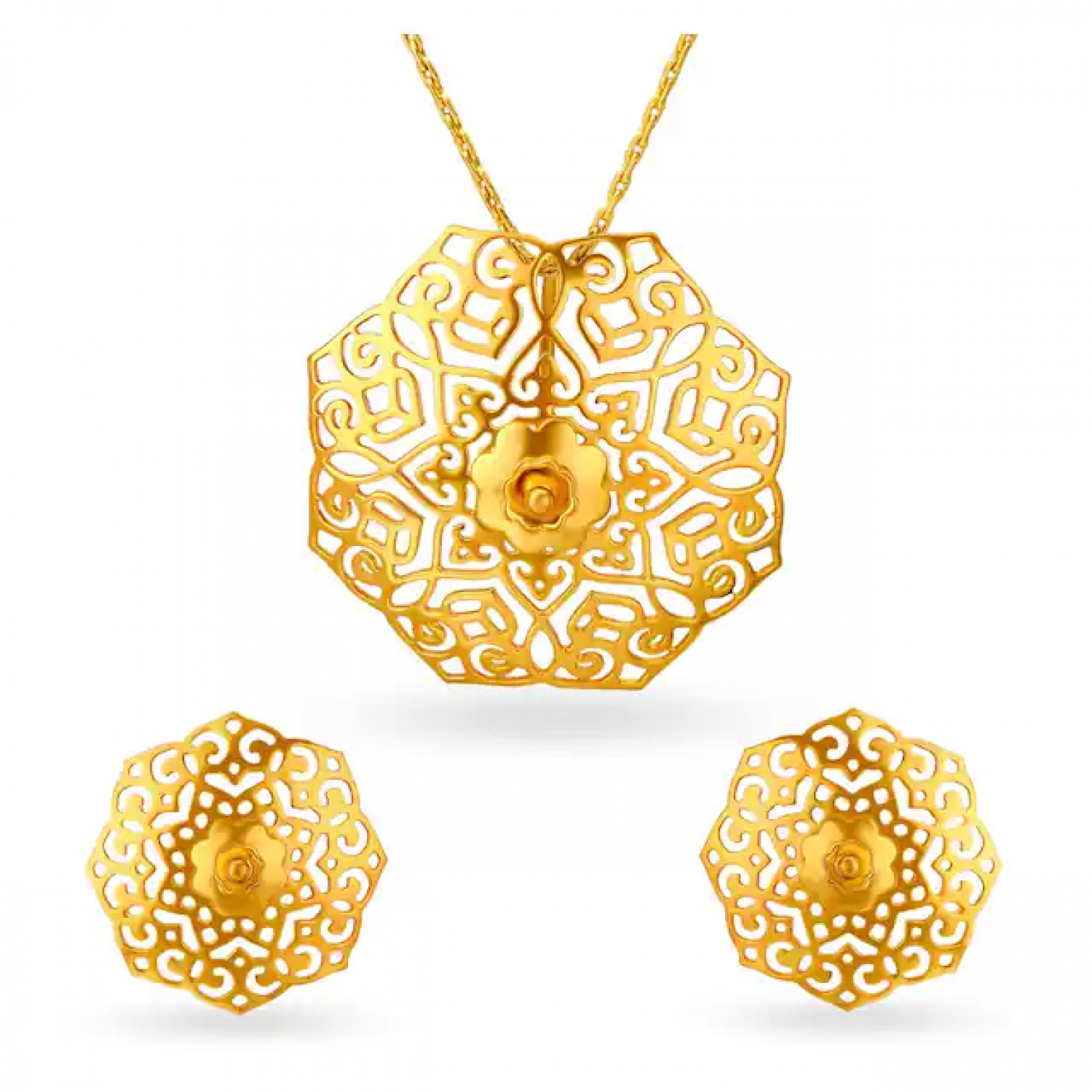 Geometric Zoe Gold Pendant Set