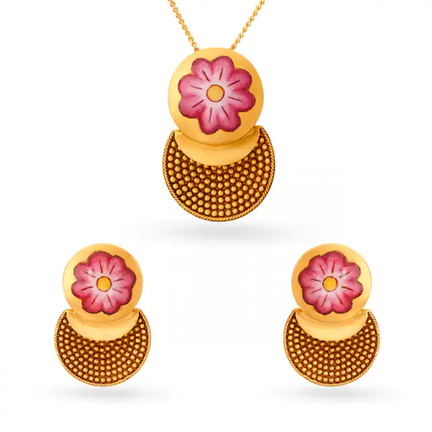 Abstract Eyla Gold Pendant Set