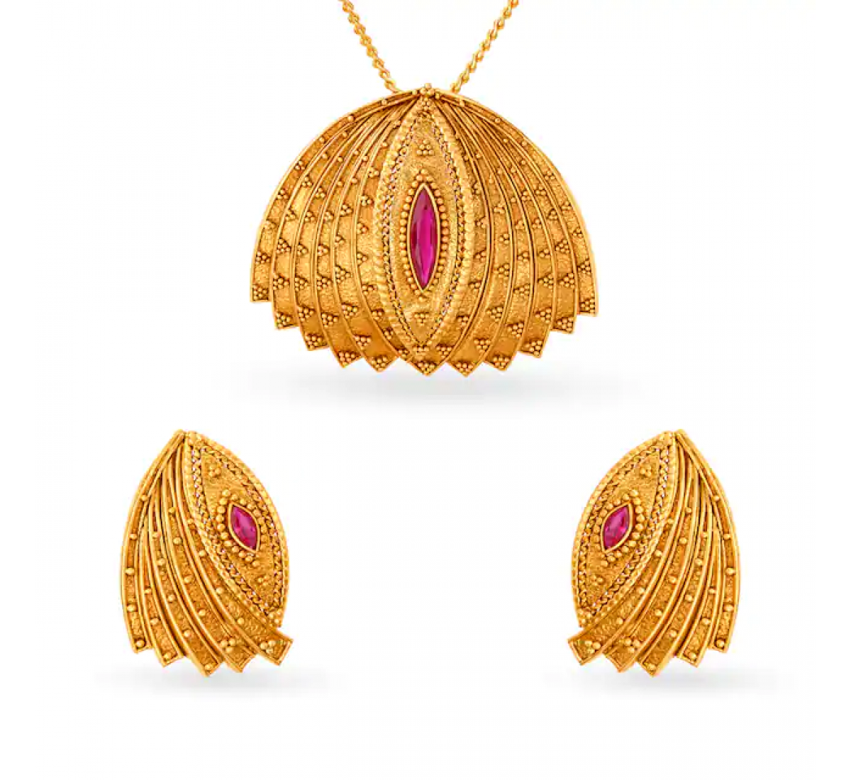 Opulent Lotus Gold Pendant Set