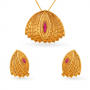 Opulent Lotus Gold Pendant Set