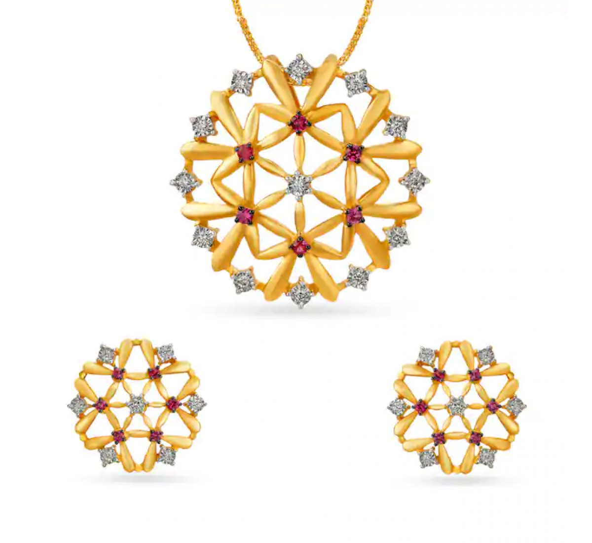 Navya Floral Gold Pendant Set