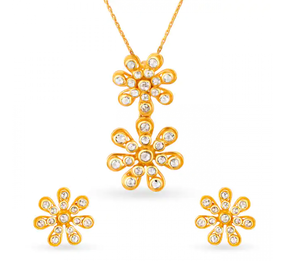 Petite Floral Gold Pendant Set