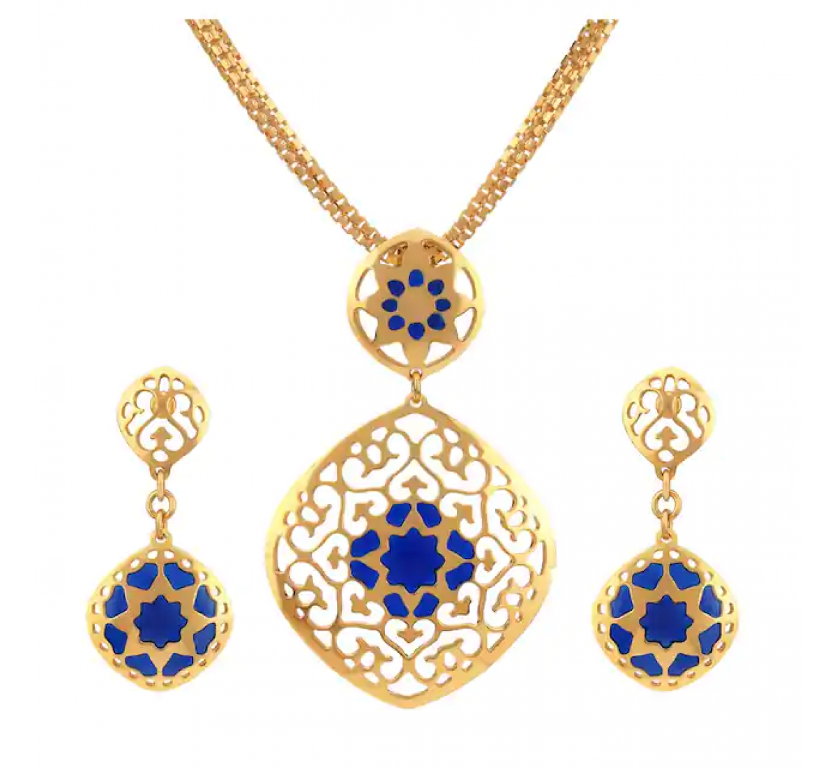 Gold Jaali Work Pendant Set