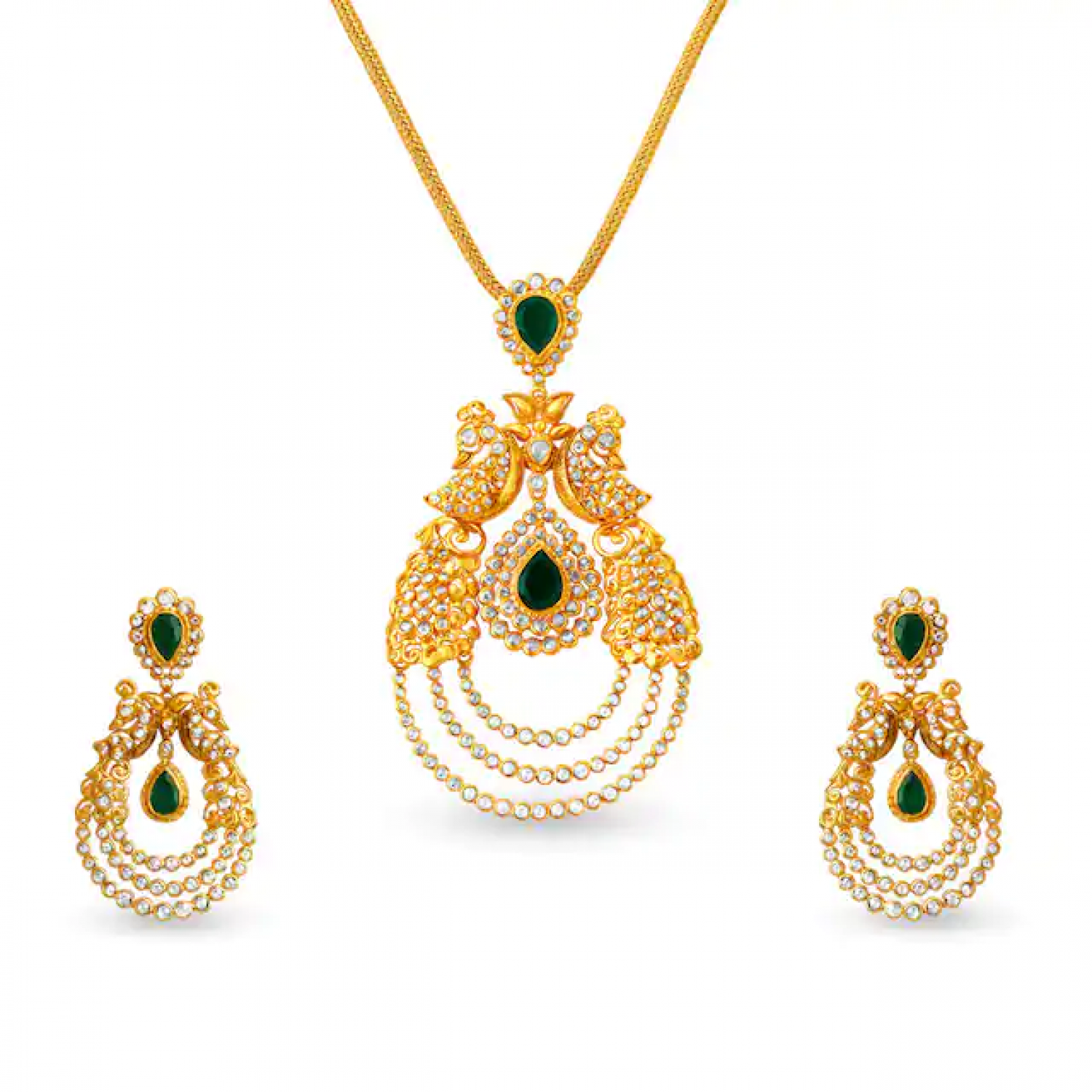 Aisha Peacock Gold Pendant Set