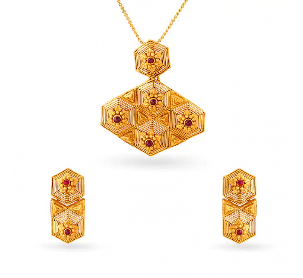 Reena Floral Gold Pendant Set