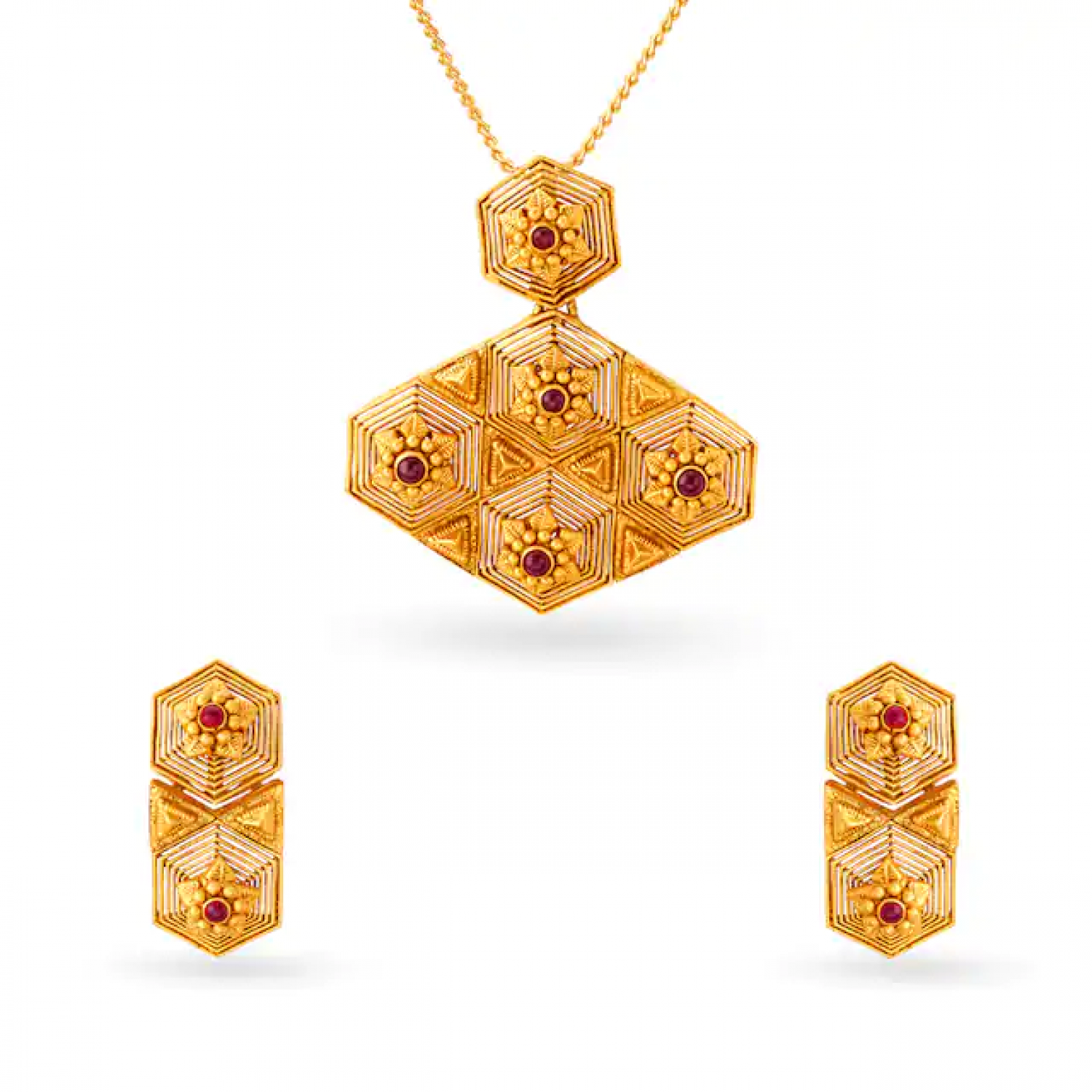Reena Floral Gold Pendant Set