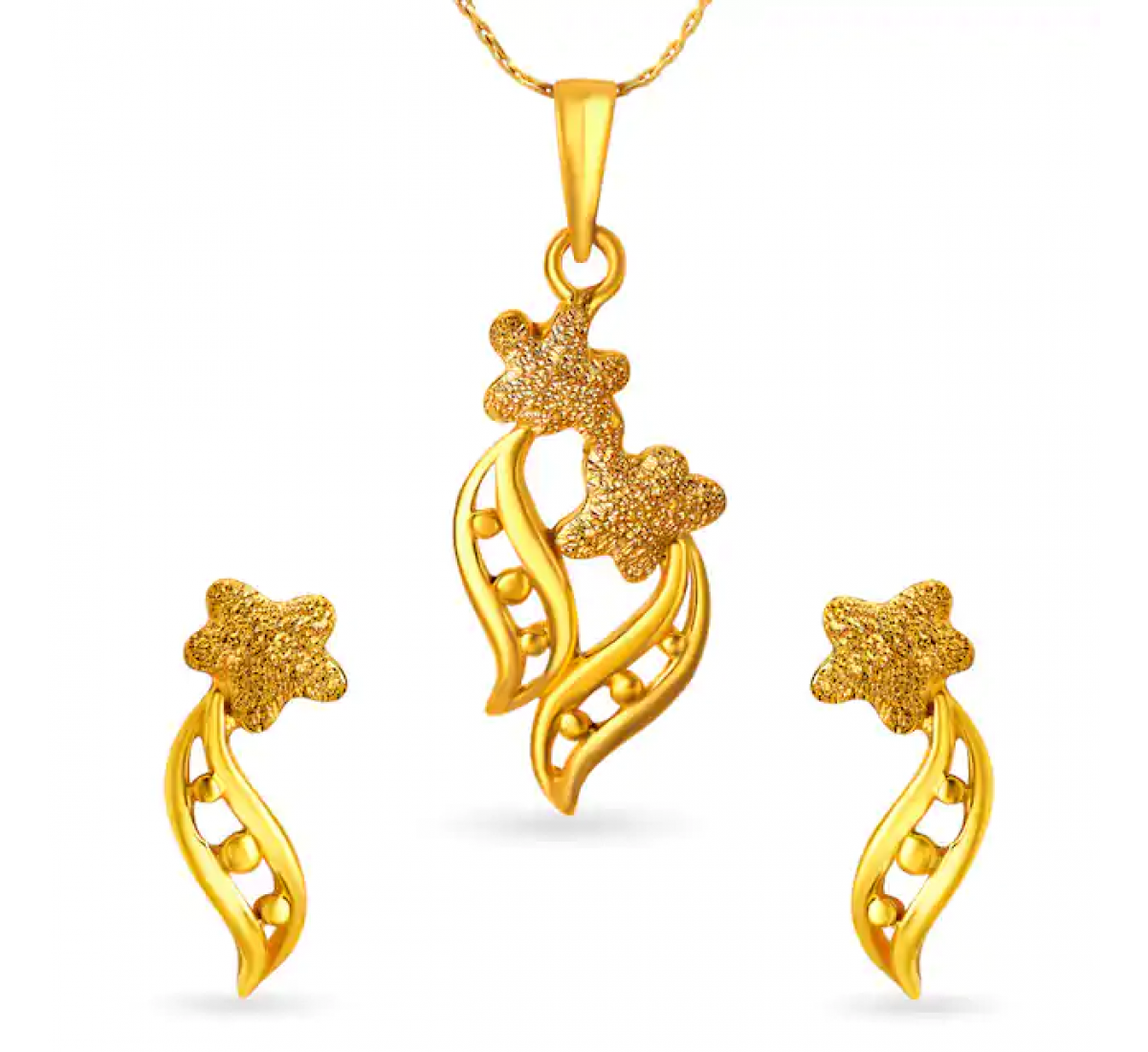 Gold Floral Pendant Set