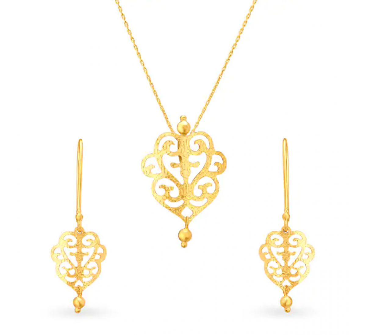Laser Mesh Gold Pendant Set