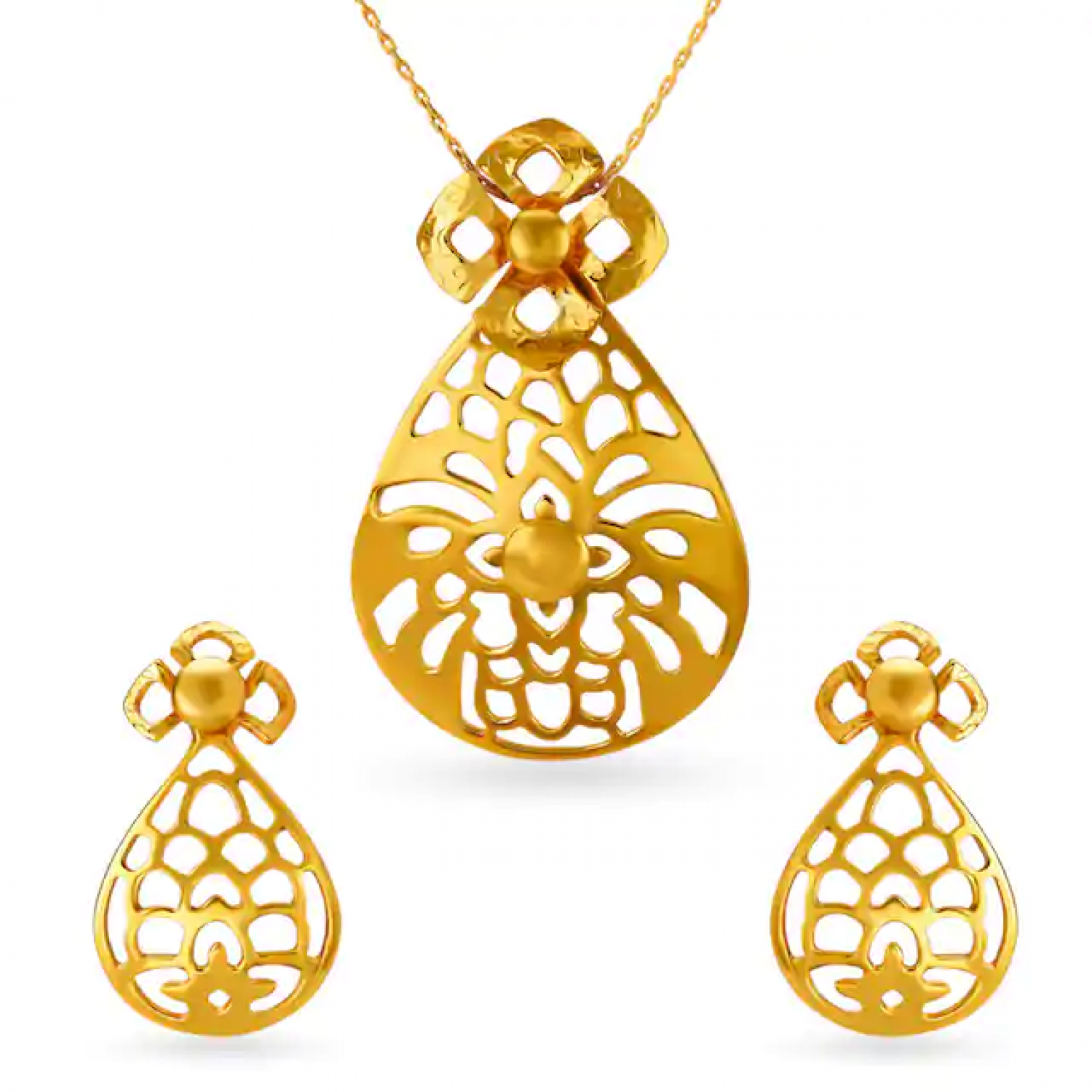 Aahana Gold Floral Pendant Set