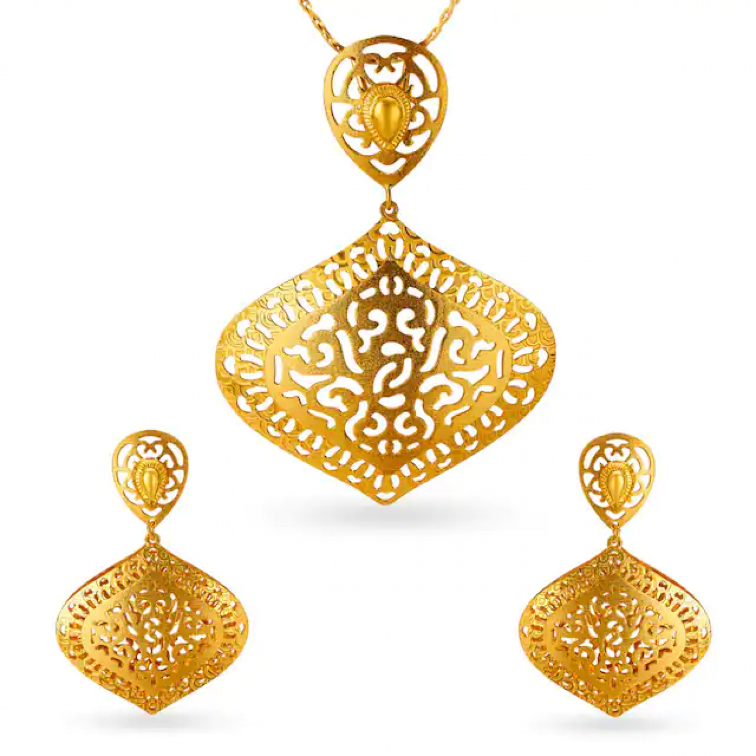 Mesh Gold Pendant Set