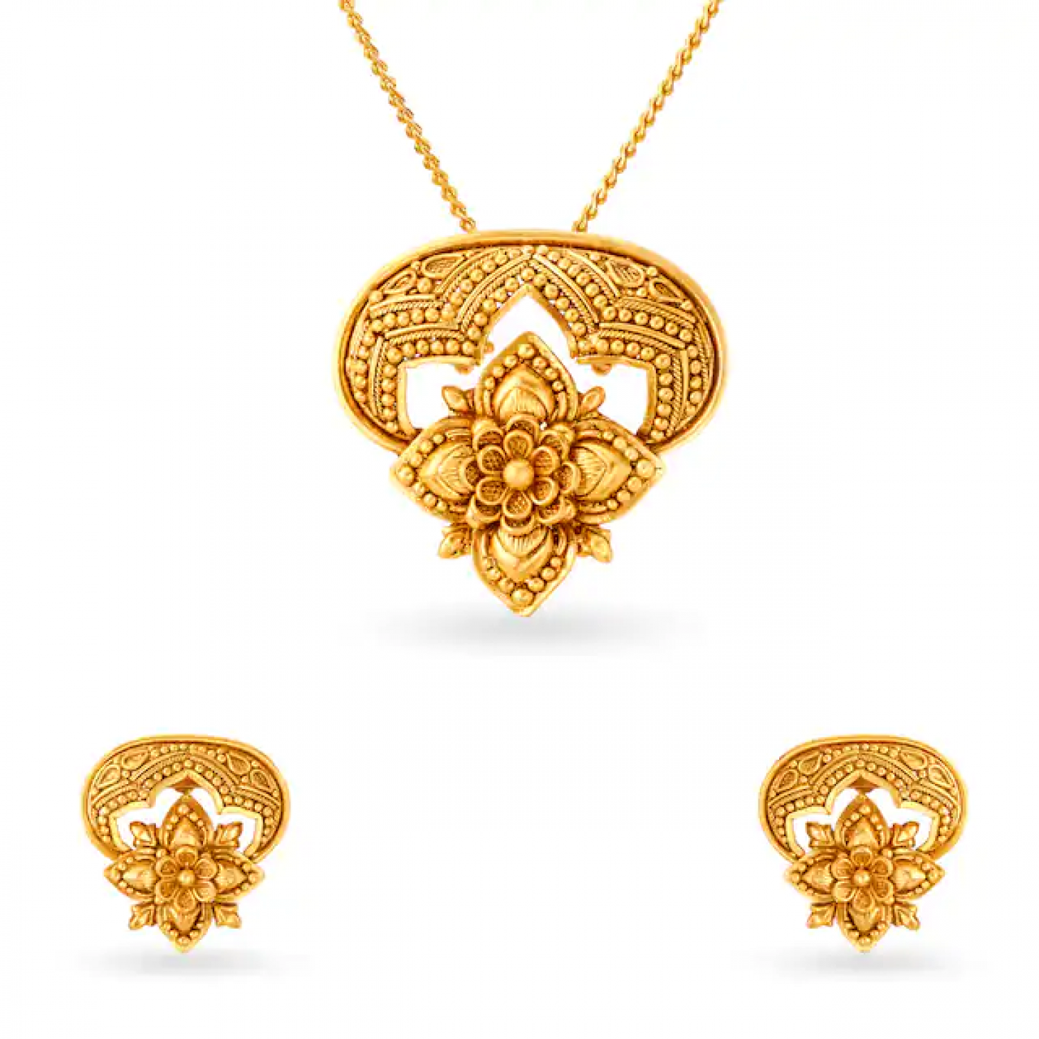 Grand Ornate Gold Pendant Set