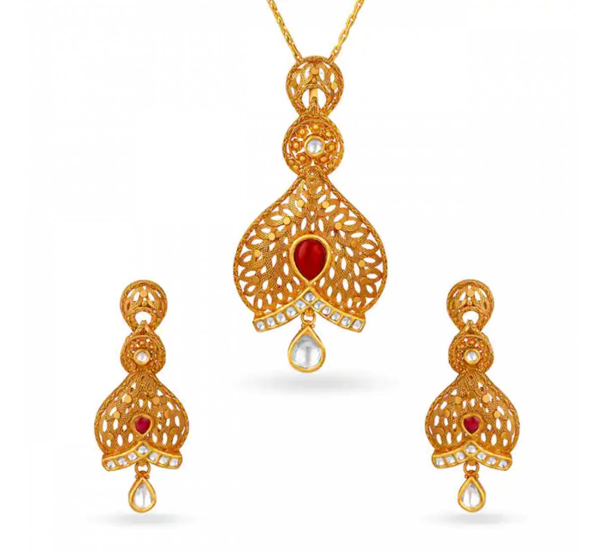Fresh Floral Gold Pendant Set