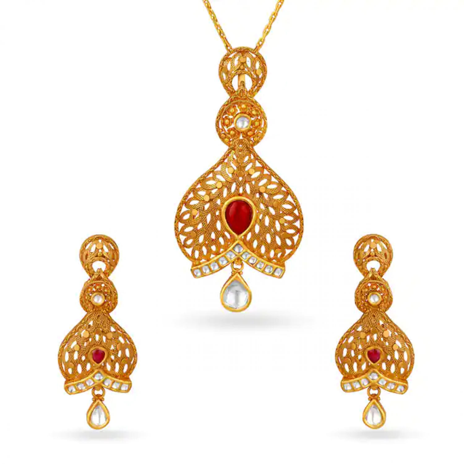 Fresh Floral Gold Pendant Set
