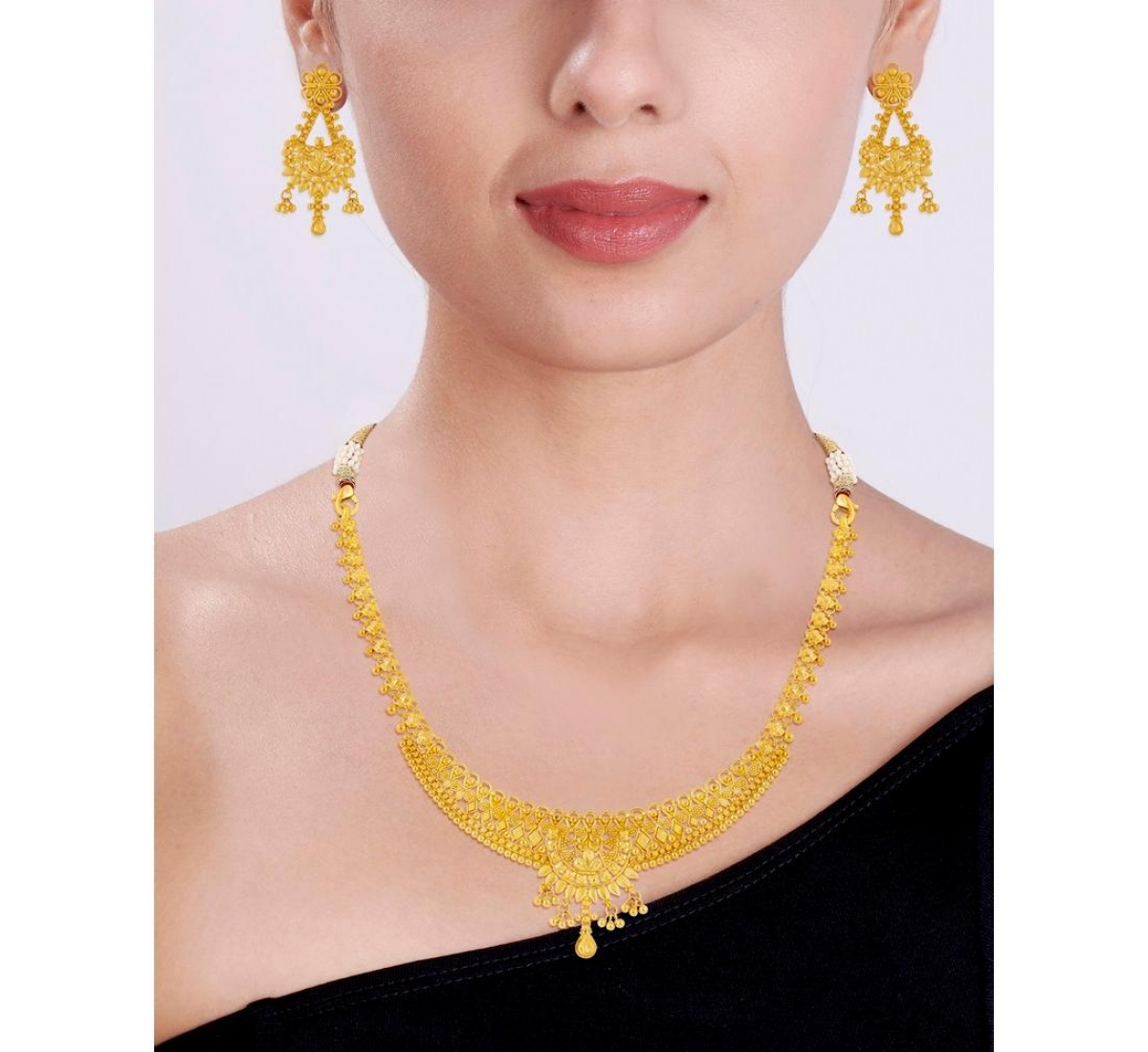 Sania Floral Gold Necklace Set