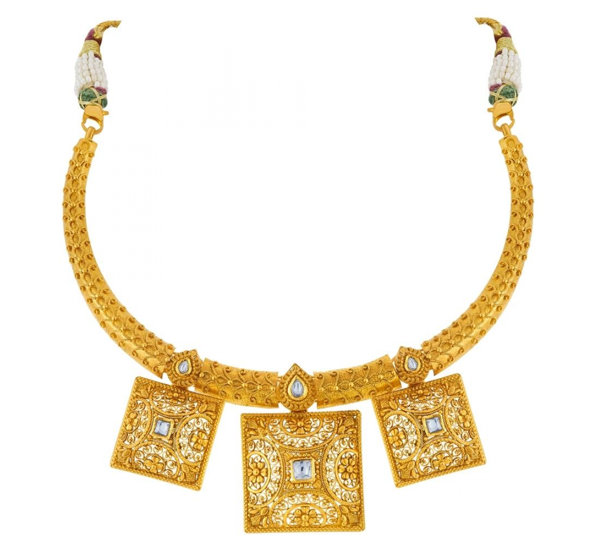 Saree Design Gold Necklace Set