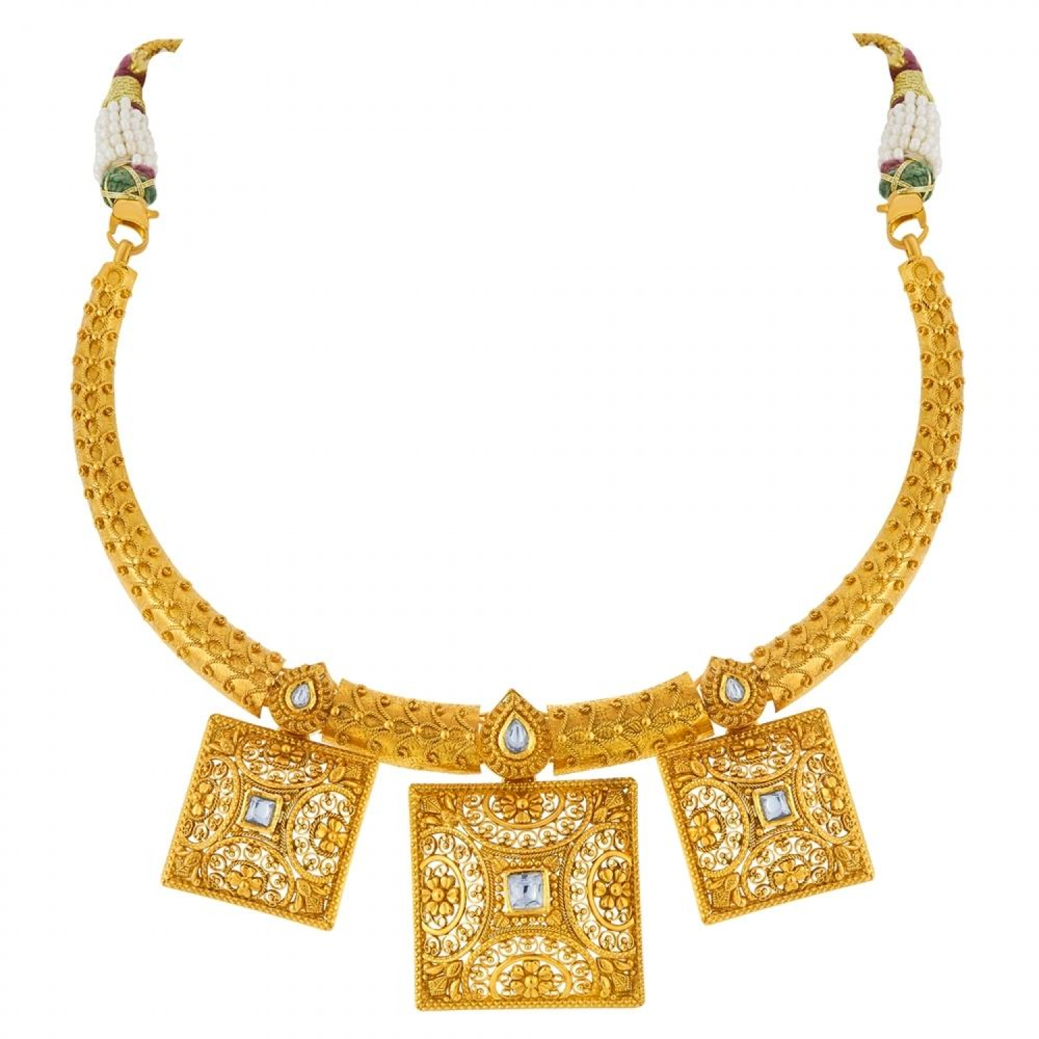 Saree Design Gold Necklace Set